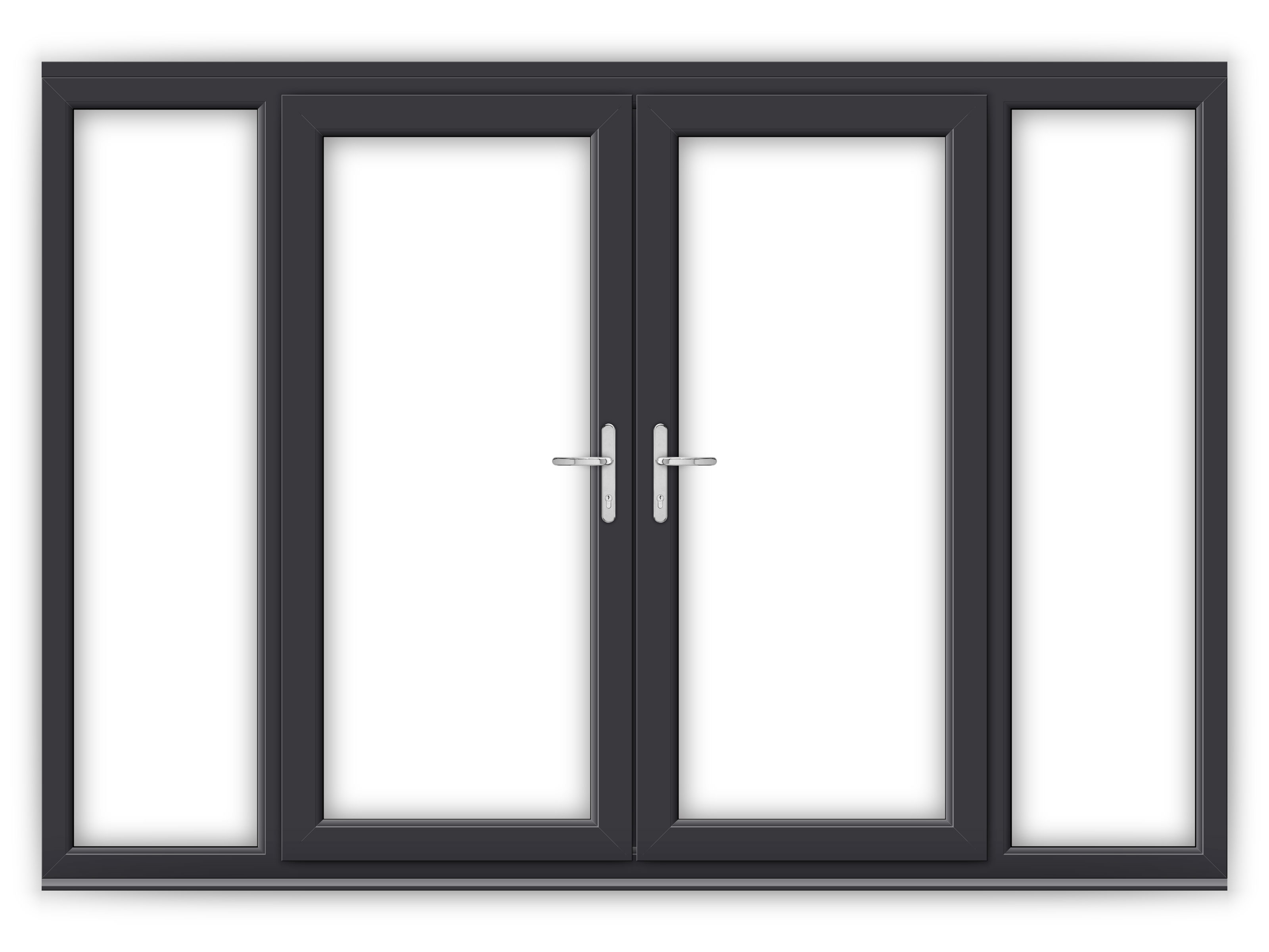6ft Anthracite Grey uPVC French Doors with Wide Side Panels Flying Doors